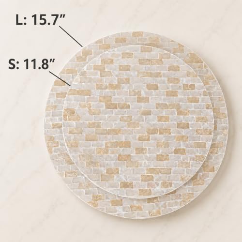 16" Mother of Pearl Lazy Susan for Table Top, Champagne Gold