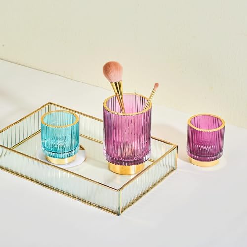 Makeup Brush Holder Organizer,Toothbrush Holders,Desk Pen Pencil Holder,Multifunctional Vintage Glass Brush Cup(A3-29-US