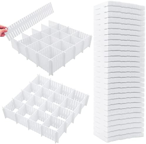 45 Pack Drawer Dividers, Plastic Adjustable Drawer Storage Organizer for Tidying Clutter Socks, Underwear, Makeup, Kitch