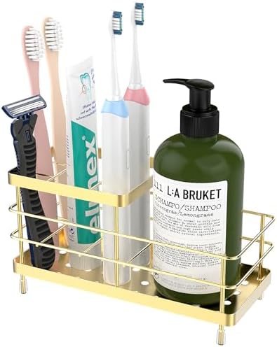 Luxspire Toothbrush Holders for Bathroom, Stainless Steel, 6 Slots, Gold