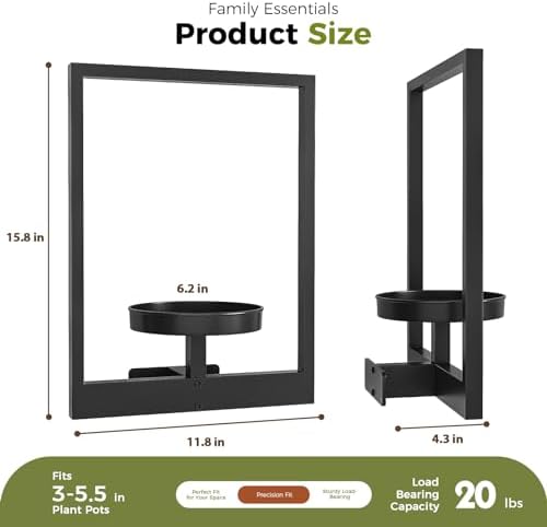 Bamworld Wall Plant Holder Plant Stand Indoor Wall Planters Black