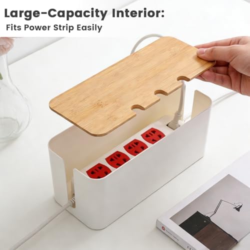 2Pack Cable Management Box,Wooden Style Cord Organizer Cord Hide Box