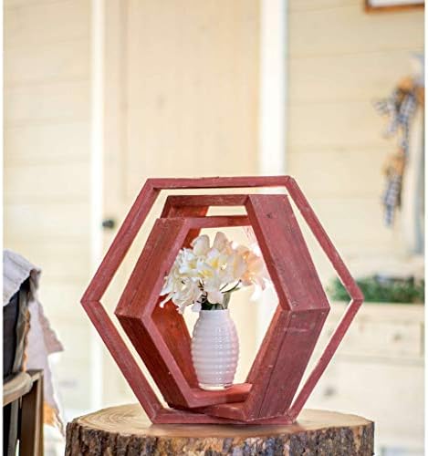 BARNWOODUSA Hexagon Floating Shelves Set of 3 Rustic Farmhouse Reclaimed Wo