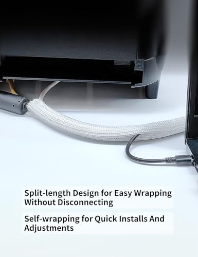 Cable Management Split Wire Loom Sleeve - Cord Hider & Protector for Desk, Pet Chew Proof, Wire Cover Organizer, Flexibl