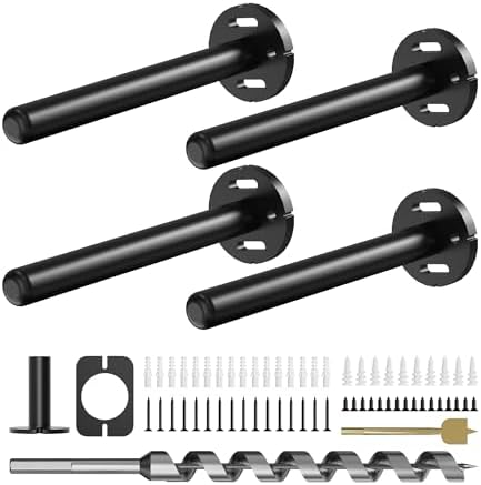 4pcs Wall Shelf Brackets Heavy Duty Floating Shelf Bracket Hidden,Invisible Black Shelving Brackets Decorative Floating 