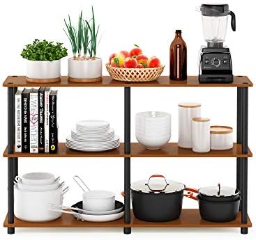 Furinno Turn-N-Tube Toolless Assembly Storage Shelves, 3-Tier 47.4 Inch Book Shelf, Corner Shelf, for Organization and S