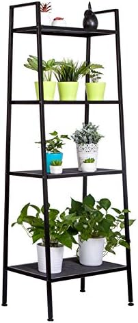 4 Tier Industrial Metal Bookshelf,Modern Ladder Bookcase Storage Organizer,Open Display Storage Rack,Plant Flower Shelve