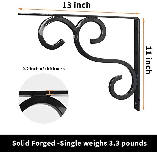 Fancy Shelf Brackets 13 Inch Countertop Support Bracket Load 300lb Heavy Duty Decorative Rustic Artistic Speed Brace for