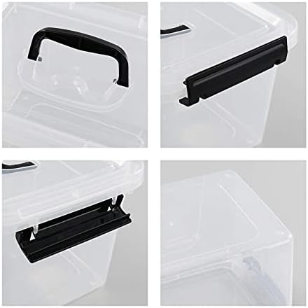 5 Quart Storage Box Tote with Lid, 6 Packs Small Plastic Bins with Handles