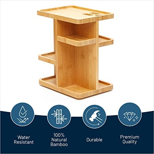 Bamboo 360 Degree Rotating 12 inches Makeup Organizer, Cosmetic Organizer