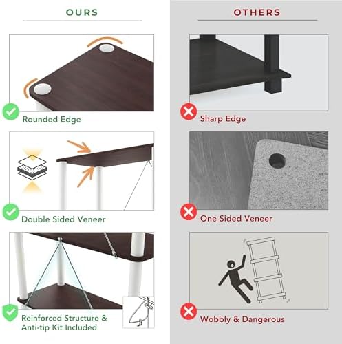 Homes: Inside + Out Apexa Modern 4-Cube Ladder Shelving Units, Collectibles Display Shelves, Easy Assembly Standing Shel