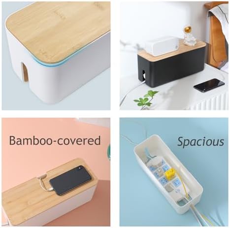 Changsuo Wall Mount Cable Management Box Large Cable Organizer Box for Extension Cord Power Stripe Surge Protector Wire 