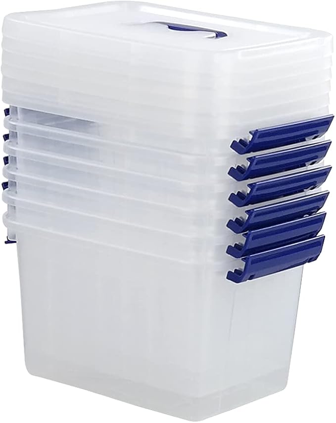 Clear Storage Box with Lid, 6 Liter Small Plastic Box Bins Set of 6