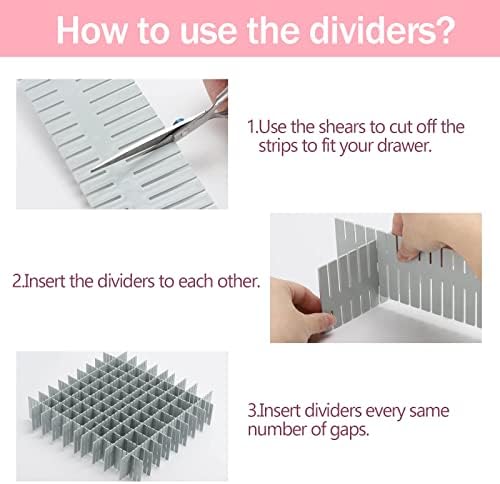 acDesign 40Pcs Drawer Dividers, Adjustable Drawer Organizer for Socks, Underwear, Lingerie, Makeup, Bedroom Office Kitchen Storage (Grey)