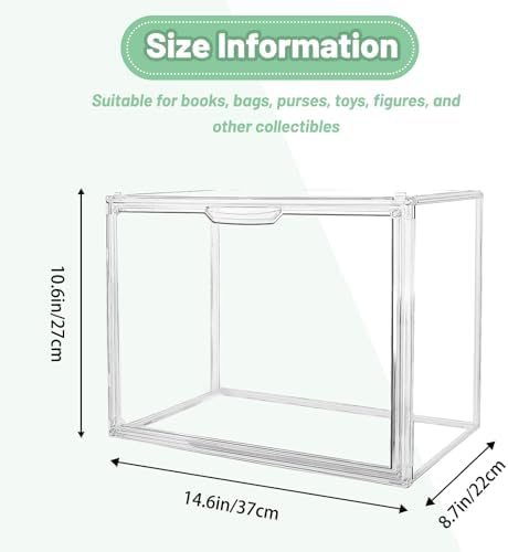 2 Pack Acrylic Display Case, Stackable Clear Book Storage