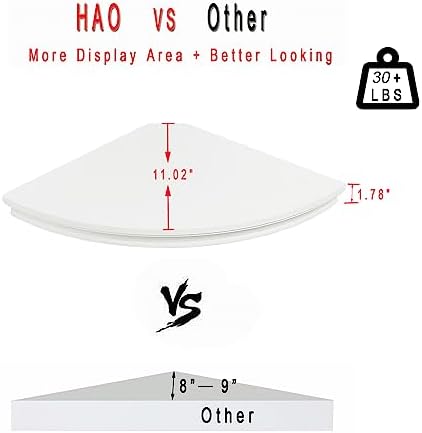 HAO Floating Corner Shelf Invisible Wall Mounted Shelves Radial Shape Cable Wire Hole Pattern Perfect for Bedroom Bathro