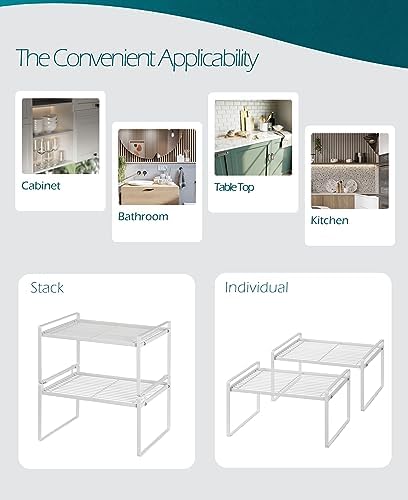 Shantton Cabinet Shelf Organizer, Pantry Shelf Rack, White 13.1x10.6x7.3