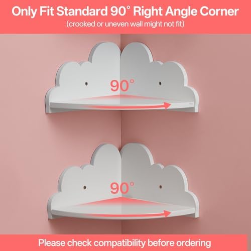 Cloud Corner Floating Shelves Set 3 Wall Mounted for Kid's Room