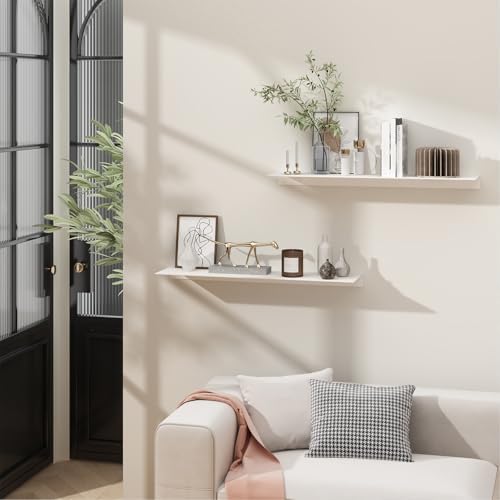 Danpoo 20 inch White Metal Floating Shelves for Wall Organizer & Storage, Display Shelves for Bathroom, Living Room, Kit