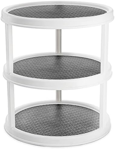 Yesland 3 Tier Lazy Susan Turntable - 12'' Round Tiered Rotating Kitchen Spice Organizer and Non-Skid Organization Stora