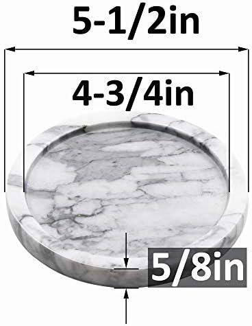 Circular Marble Stone Decorative Tray for Counter, Vanity, Dresser, Nightstand or Desk, Diameter 5-1/2 Inches