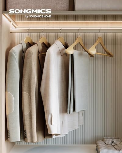 SONGMICS Wooden Suit Hangers 10 Pack, Extra-Wide Shoulder Clothes Hangers