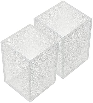 Acrylic Pen Holder Organizer Two Pack, 5mm Thick Clear Pencil Cup for Storing Office Supplies, Makeup Brush Accessories, Toothbrush, Hairbrush, Glasses, and More. Pencil Cup Organizer (Clear Glitter)