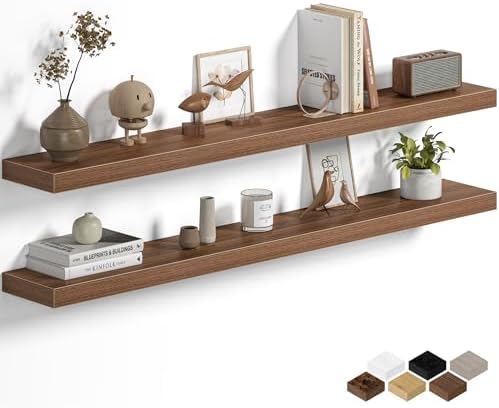 Fun Memories Floating Shelves for Wall 48 Inch, Set of 2 – Wall-Mounted Storage & Display Shelf with Invisible Bracket, 