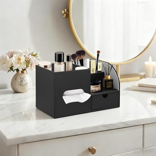 Tissue Box Cover with Drawer Organizer and Storage Tray,Cube Tissue Holder