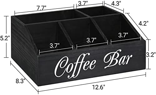 ugiftt Coffee Station Organizer for Counter, Wood Coffee Pods Holder Storage Basket, Tea Condiment Storage Organizer, Ru