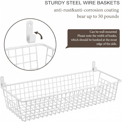 SheeChung Wire Storage Baskets, Metal Toilet Paper Basket Holder, White