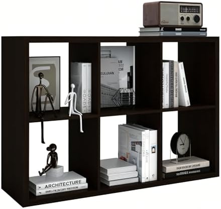 6 Cube Storage Organizer Shelf, Chocolate Color 13in