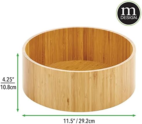 mDesign Lazy Susan Turntable Bamboo Spinner for Kitchen Cabinet, Pantry, Fridge, Cupboards, or Counter, Fully Rotating O