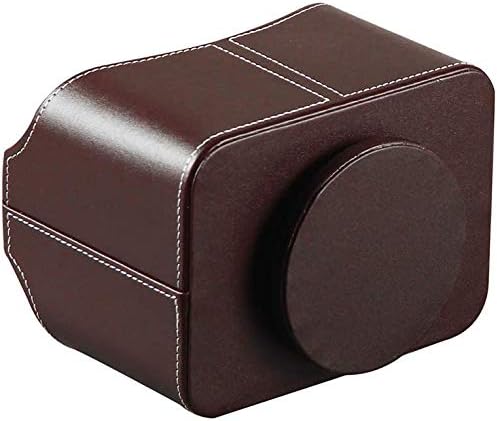 PU Leather Remote Control Holder, 360 Degree Spinning Desk TV Remote Caddy, Desk Organizers and Accessories, for Controller, Media, Mail, Calculator, Mobile Phone, Pen Storage Holder （Brown）