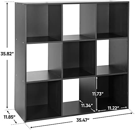 SUPER DEAL 9 Cube Open Shelf Bookcase 3 Tier Bookshelf Wood Cabinet Storage Organizer Display Shelves with 5 Removable B