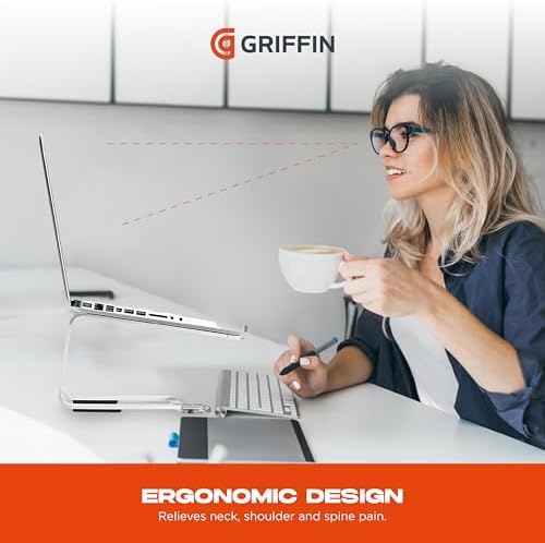 Griffin Elevator Laptop Stand - Ergonomic Computer Riser & Laptop Mount Made of Sturdy Brushed Aluminum - Supports Postu