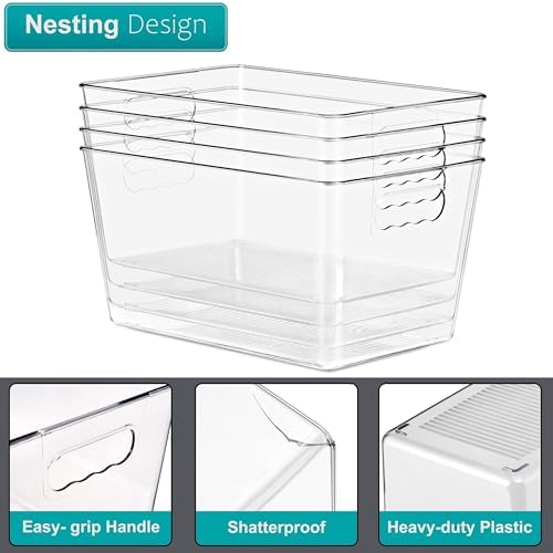 Sorbus Clear Storage Bins with Lids for Kitchen (Large, 10 Pack)