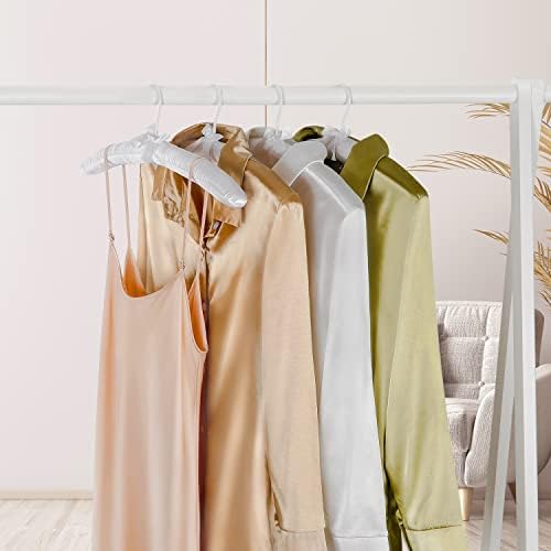 TOPIA HANGER Satin Padded Hangers for Women Clothing 17-inch 10 Pack White
