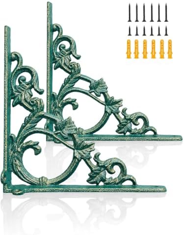 Cast Iron Victorian Scroll Shelf Brackets, 9 x 9 inch Antique Decor Shelves Bracket, Wrought Iron Corner Brackets,Wall D