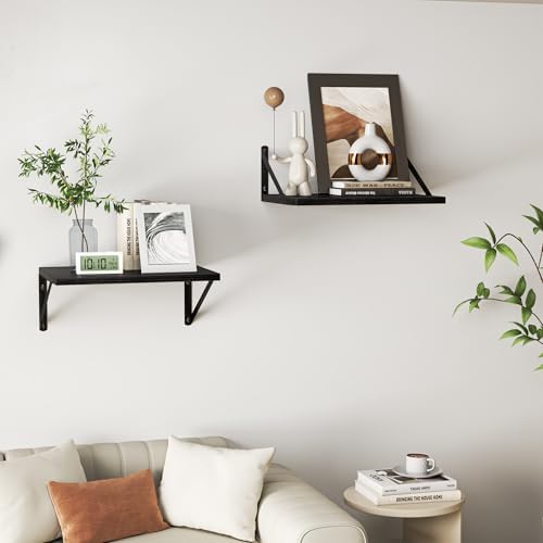 Heimlove 28W x 12D Deep Floating Shelves Set of 2 Black