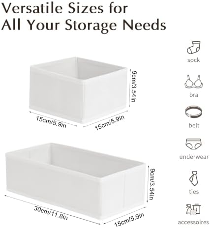 DIMJ Drawer Organizers Clothes, Set of 12 Dresser Organizer Bins, Fabric Closet Organizers and Storage, Shallow Drawer D