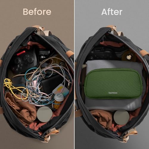 tomtoc Electronics Organizer Travel Case, Water Resistant Travel Bag Cable Organizer for Essentials, Tech Pouch Accessor