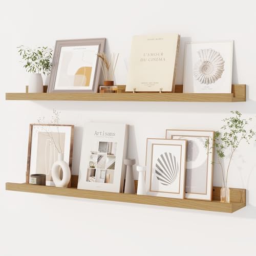 Dreamland Picture Ledge Shelf for Wall, Floating Shelves Set of 2, 32 Inch Long Floating Shelves with Lip for Living Roo