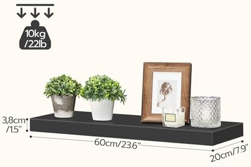 HOOBRO Floating Shelves for Wall, Wall Mounted Shelf Set of 2, 23.6" Hanging Shelf with Invisible Brackets, for Wall Dec