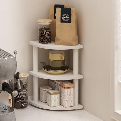 Furinno Turn-N-Tube Kitchen Countertop Organizer, 3-Tier Corner Countertop Organizer Shelf, Corner Shelf, for Kitchen, P