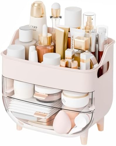Yieach Pink Make up Organizers for Counter,Vanity and Dresser,Bathroom Makeup Organizer Countertop,Large Makeup Storage 