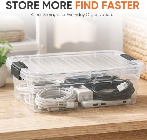 Superio 4.5 Quart Clear Plastic Storage Containers with Lids, Stackable Organizer Bins, BPA-Free Storage Boxes for Home,