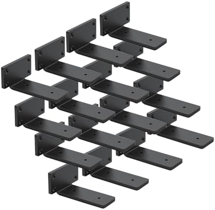 16 Pack Shelf Brackets 4 Inch Floating Shelf Bracket 1/5 inch Thick Heavy Duty Hidden Shelf Brackets Iron Metal Brackets