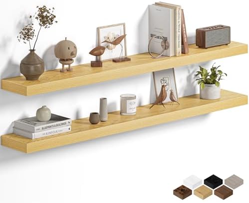 Fun Memories Floating Shelves for Wall 48 Inch, Set of 2 – Wall-Mounted Storage & Display Shelf with Invisible Bracket, 