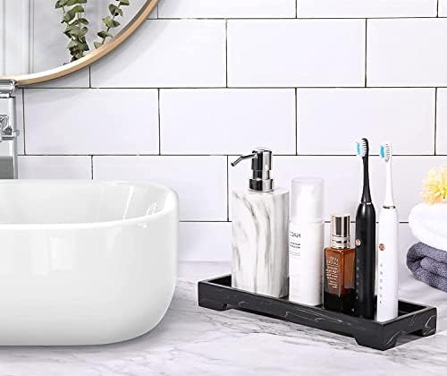 Luxspire Marble Tray for Soap Dispenser Perfume Jewelry, S, Ink Black